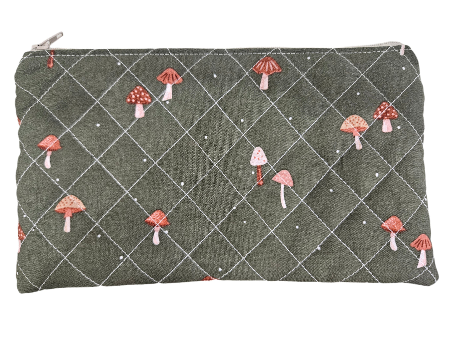 Forest Green Mushroom Zipper Pouch