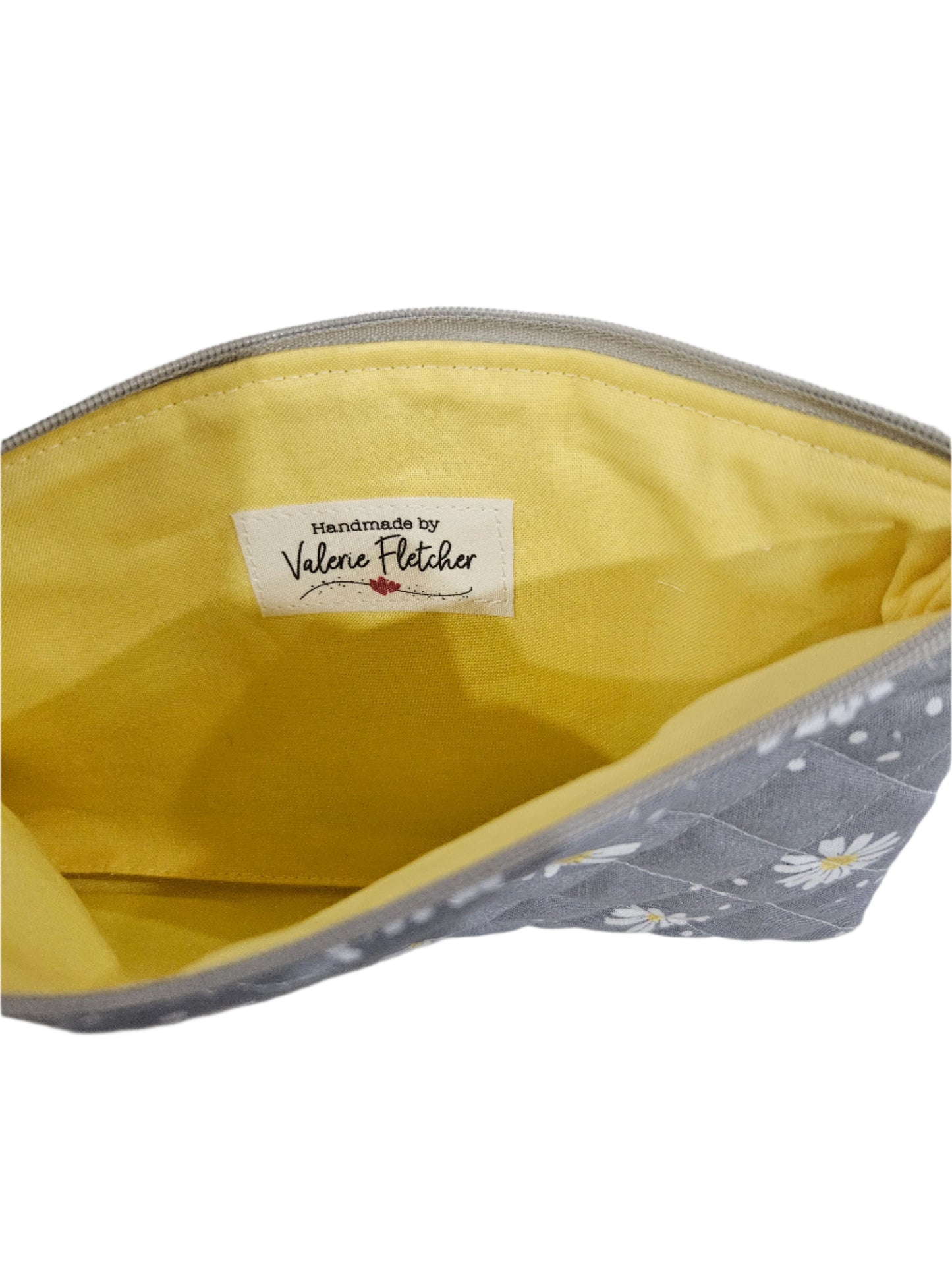 Gray Daisy Zipper Pouch