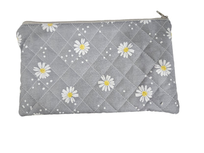 Gray Daisy Zipper Pouch