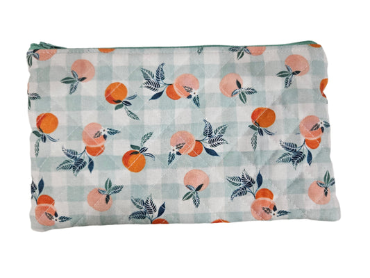 Oranges & Gingham Zipper Pouch